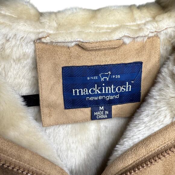 Mackintosh Faux Suede Shearling Hooded Jacket Size M Y2K Cozy Western Cabincore - Picture 7 of 11